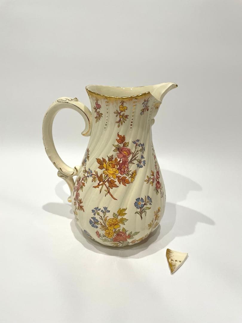 サルグミンヌ ルイ15世 ピッチャー U&C時代 割れあり 金継ぎ用 Sarreguemines LouisXV サルグミンヌU＆C ルイ15世シリーズ