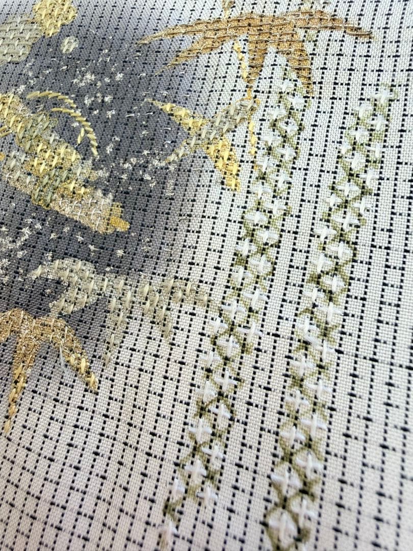 未使用 高級 訪問着 正絹 袷 白大島紬 刺繍 ホワイト 暈し染め パール