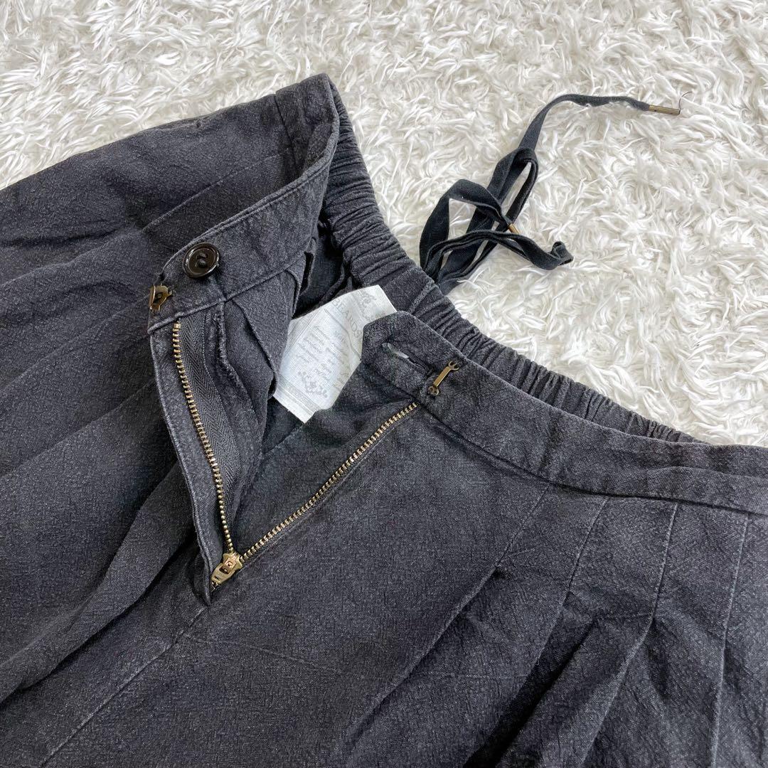 ビアズリー 花 刺繍 バギー リネン ガウチョ パンツ - メルカリ