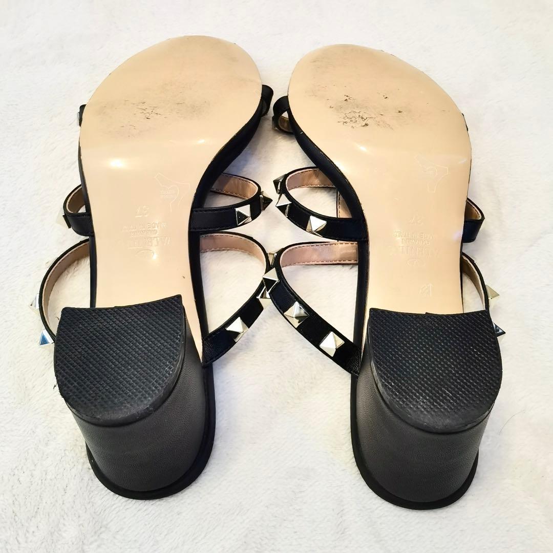 現行 ヴァレンティノ ロックスタッズ ヒールサンダル ブラック