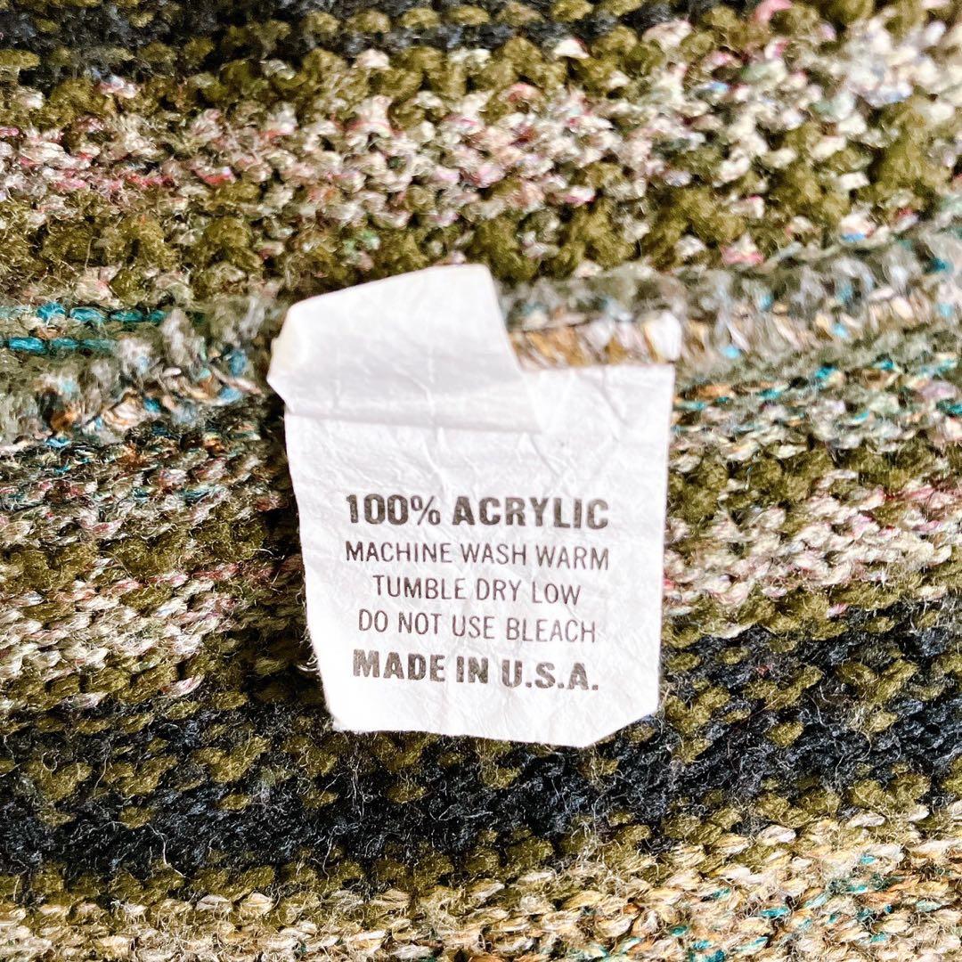 LAVANE USA製 アクリル 立体 総柄 3D デザインニット グリーン系