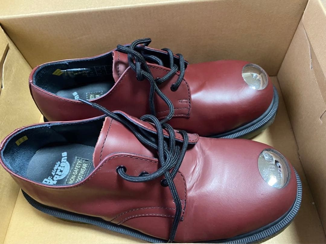 ドクターマーチン 3ホール シューズ スチールトゥ チェリー レッド