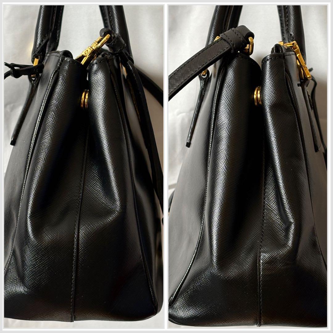 PRADAサフィアーノLUX2WAY黒ゴールド金具BN1801 ギャランティ付き