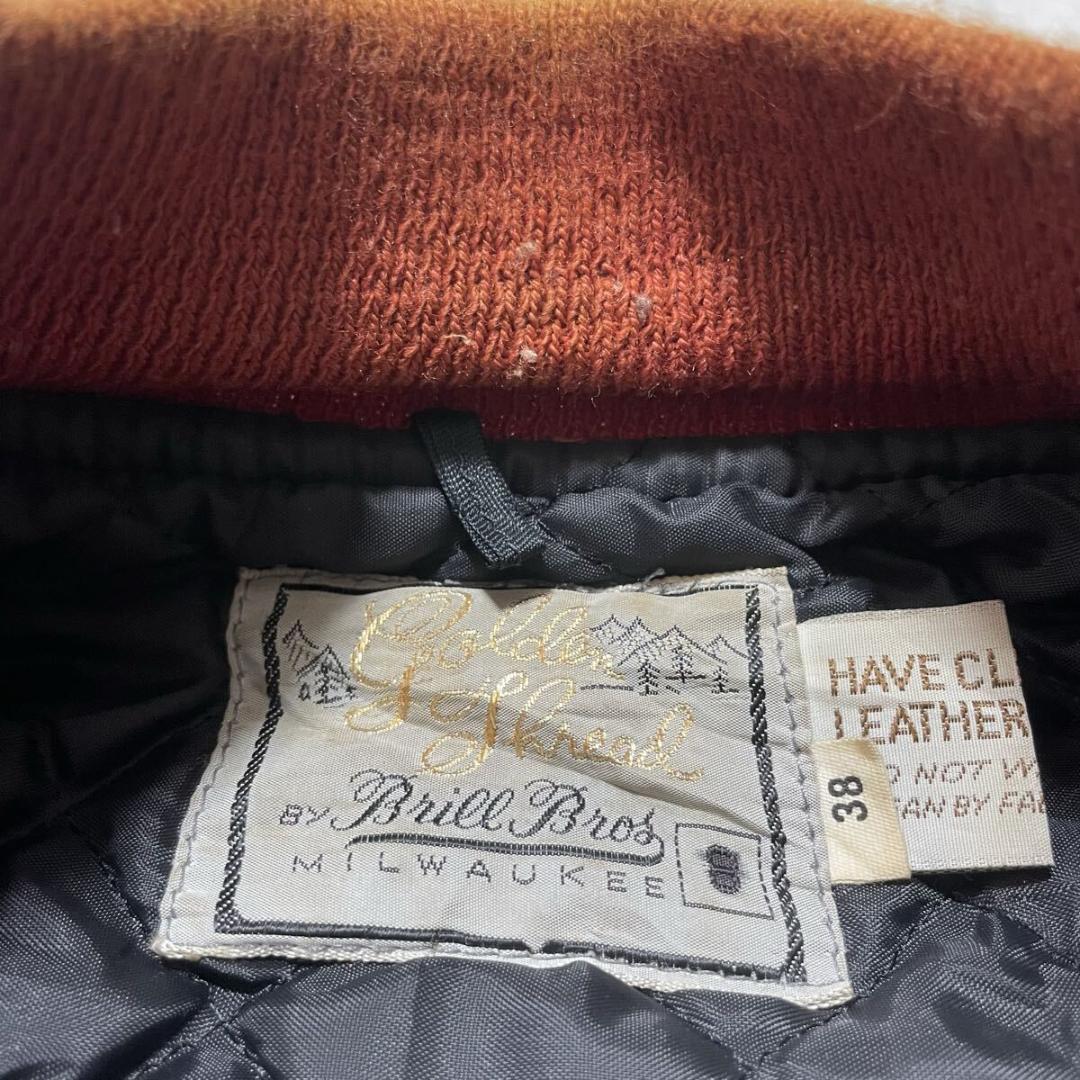 70s GOLDEN THREAD BRILL BROS 袖革 スタジャン - メルカリ