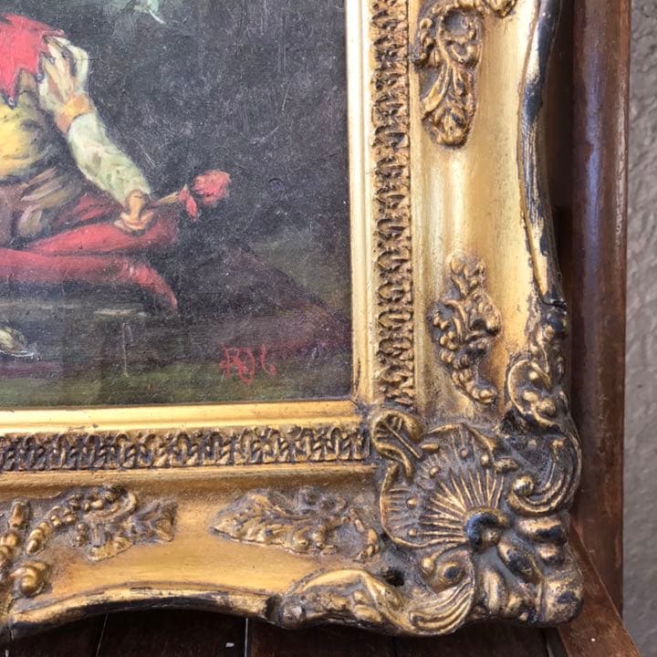 Very Old 19世紀 アンティーク 絵画油彩 道化師 /ヨーロッパ欧州