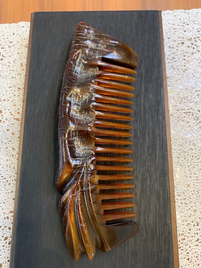 F-161 天然 牛角 高品質 原生態 角皮付き櫛 かっさプレート 全身用