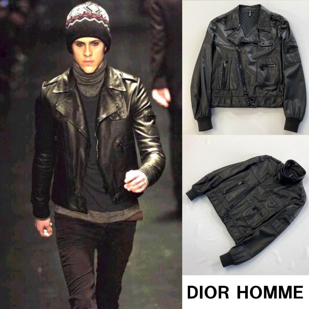 希少 Dior homme ディオールオム レザーライダースジャケット エディ期