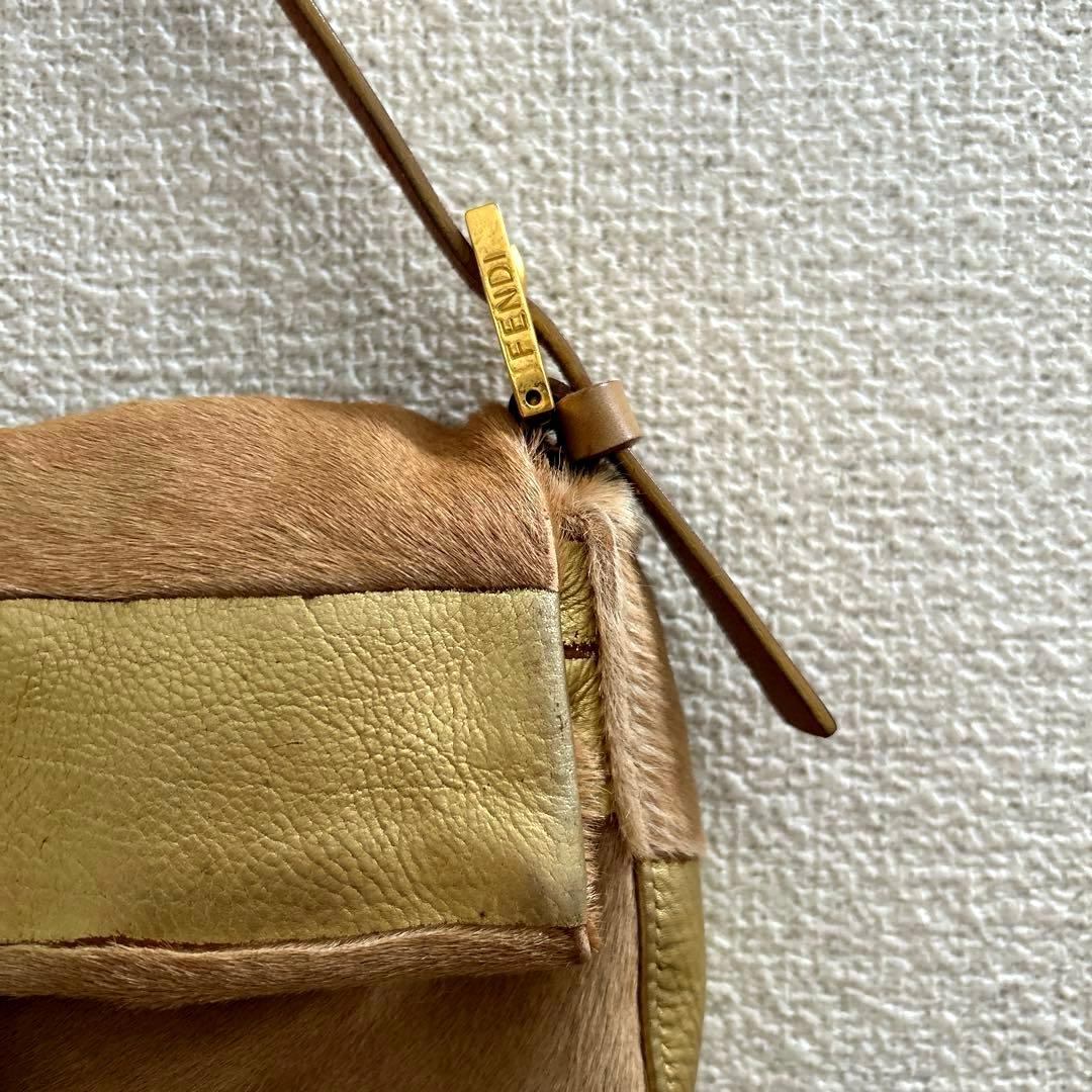希少✨ FENDI フェンディ バゲット ハンドバッグ ハラコ×ゴールド
