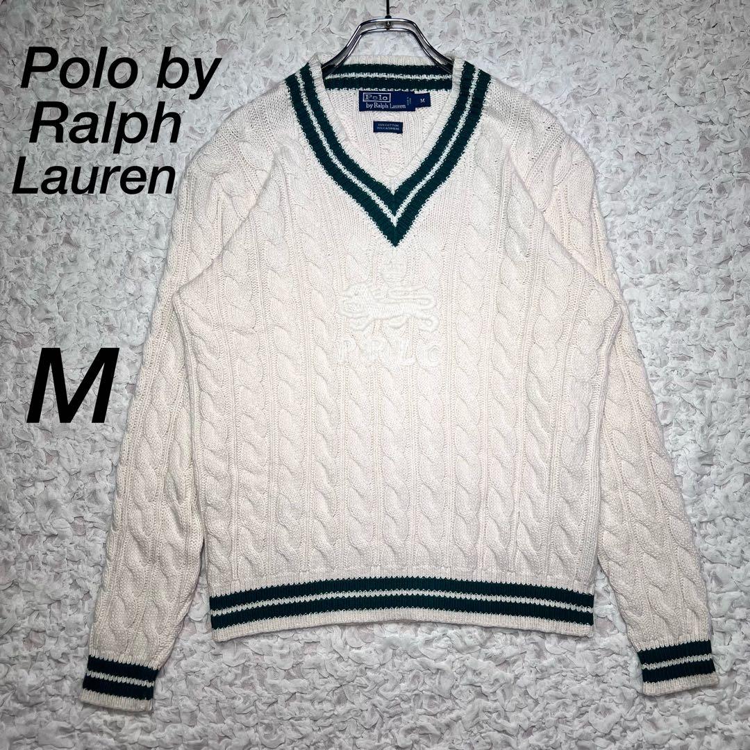 『大人気』　ポロバイラルフローレン　チルデンニット　カシミヤ混合　白　【M】 楽天市場】高級 カシミア 混 希少サイズ S □ POLO ポロ ラルフ