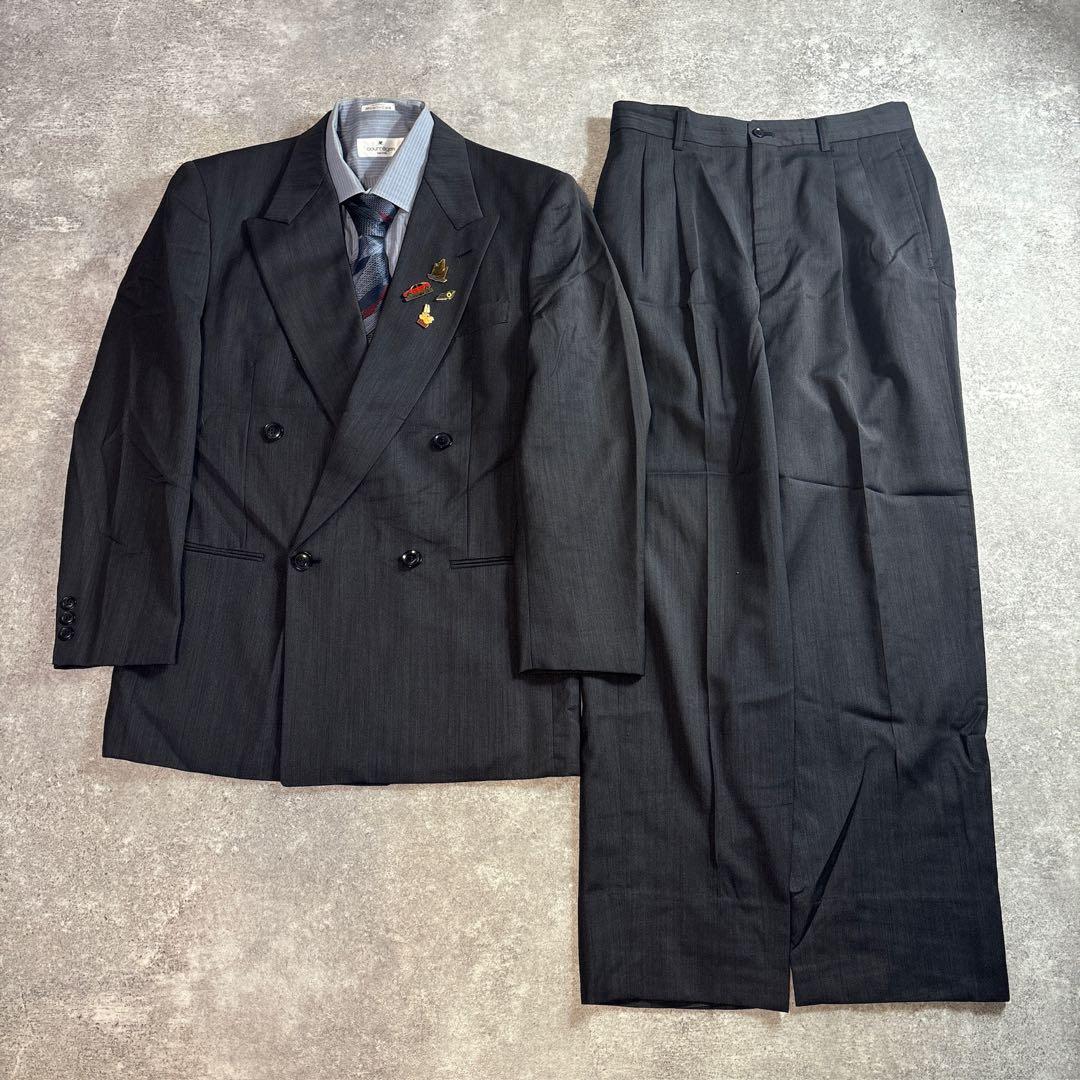 90s vintage レトロセットアップ スーツ ピンズ No.128 80s 80年代 セットアップ グレー スーツ パンツ| ビンテージ古着屋