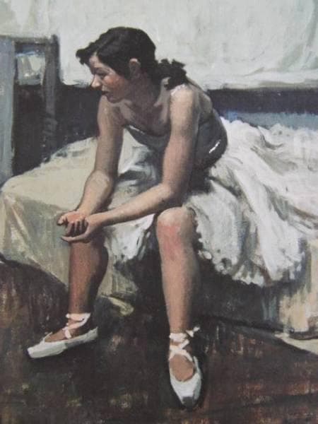 小磯良平、【休息するバレリーナ】、希少な限定額装用画集画、新品高級