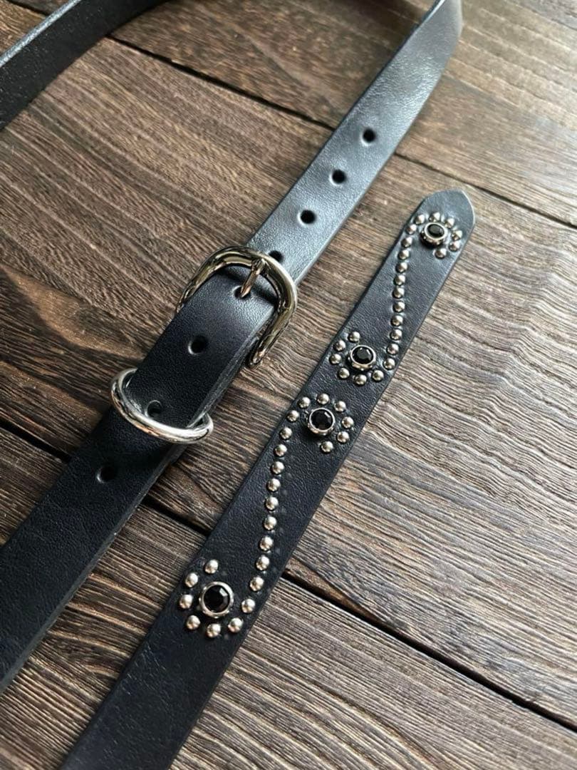 オーダー品 スタッズナローロングベルト シルバーS字 2連 ミッスーリ