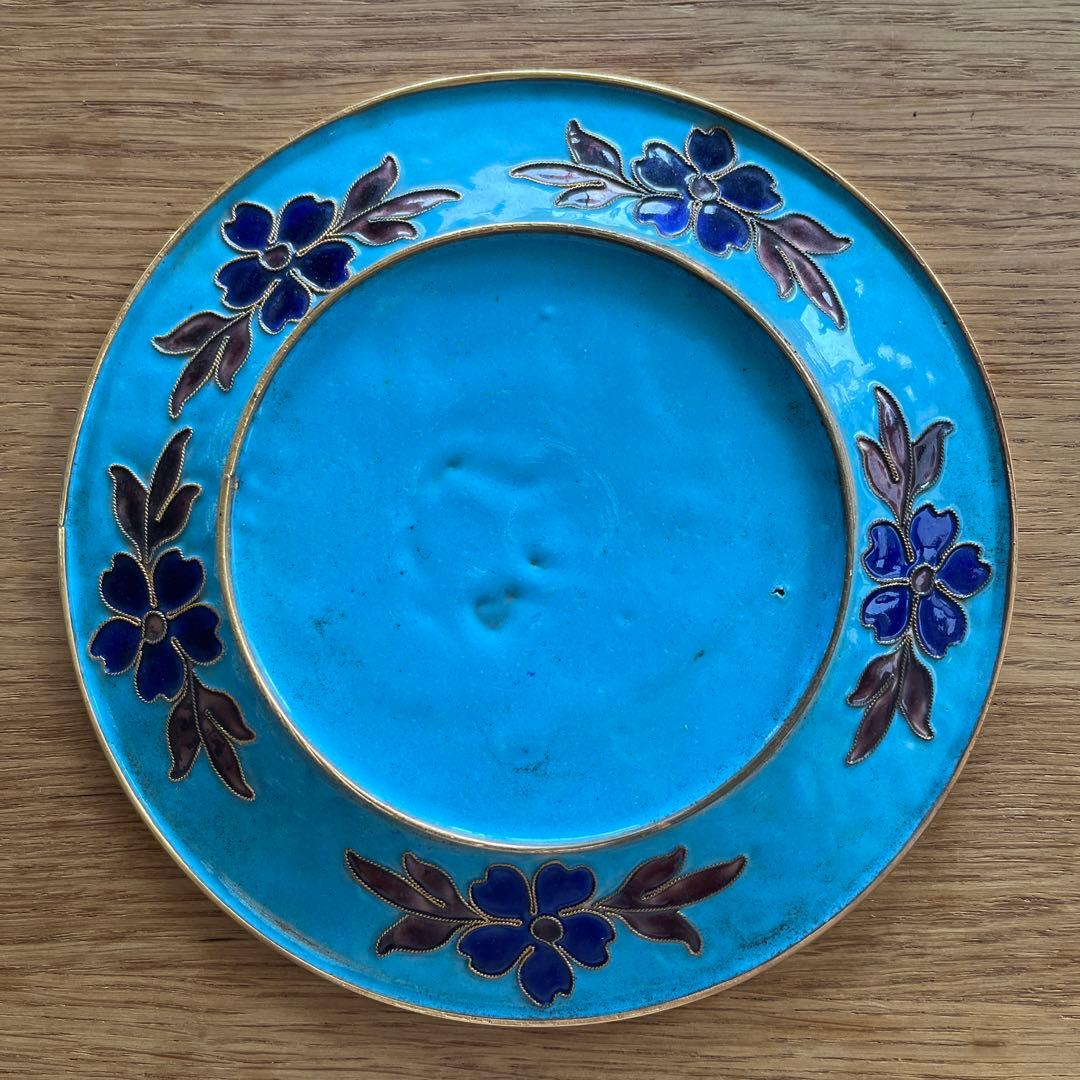 中国景泰蓝珐琅彩工芸品 飾り皿 景泰藍 けいたいらん 中国工芸七宝