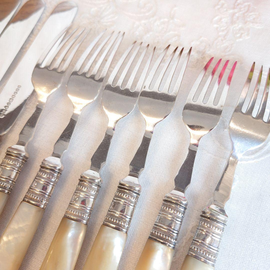 白蝶貝 カトラリーセット 純銀 マザーオブパール ナイフ フォーク