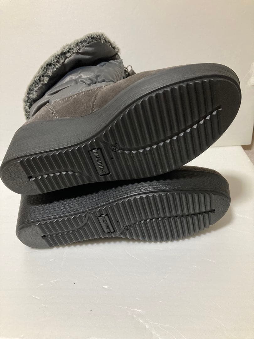 IMAC ファー付きミドルブーツ（グレー)