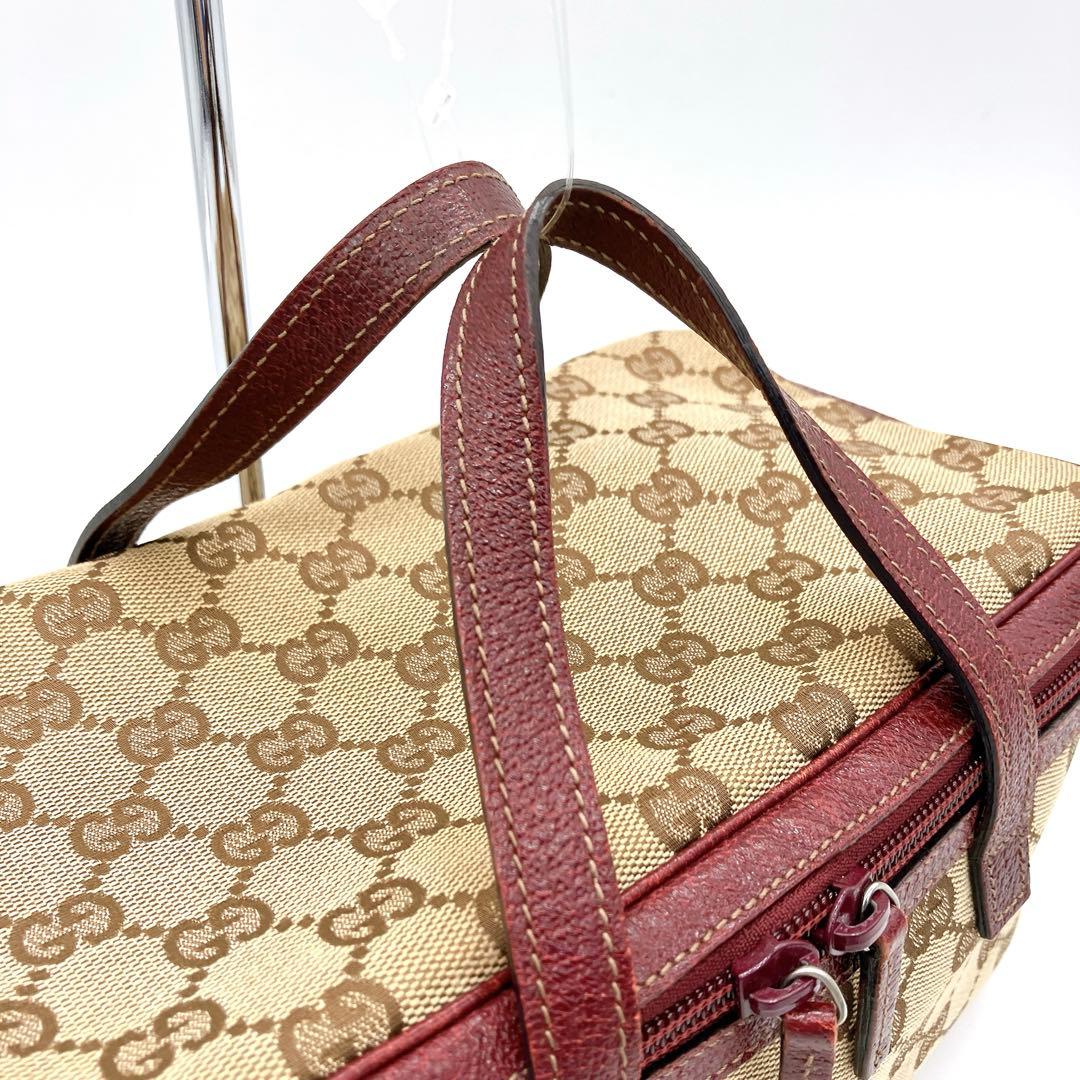 美品【GUCCI】バニティバッグ GGキャンバス ベージュ ハンドバッグ