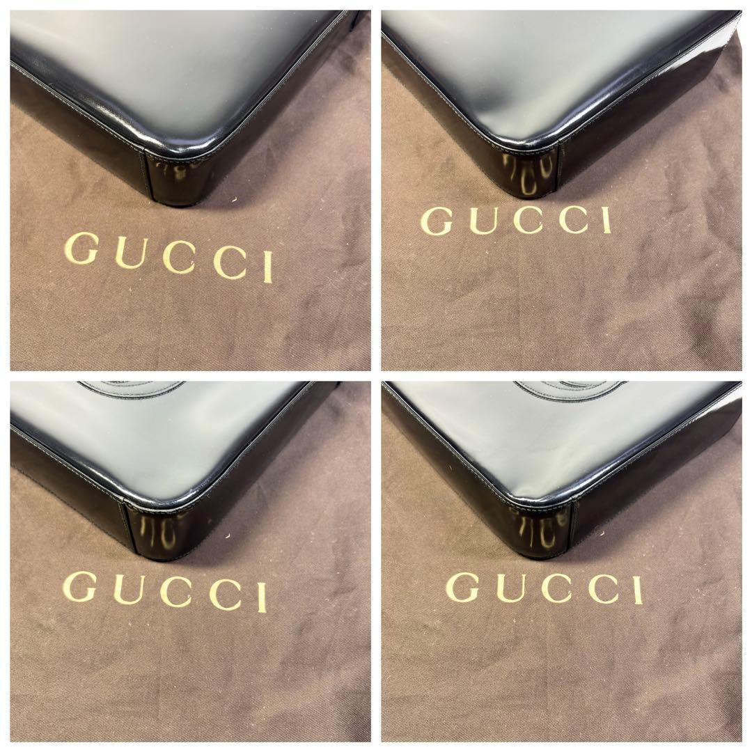 極美品 GUCCI グッチ パテントレザー ワンショルダーブラック リペア