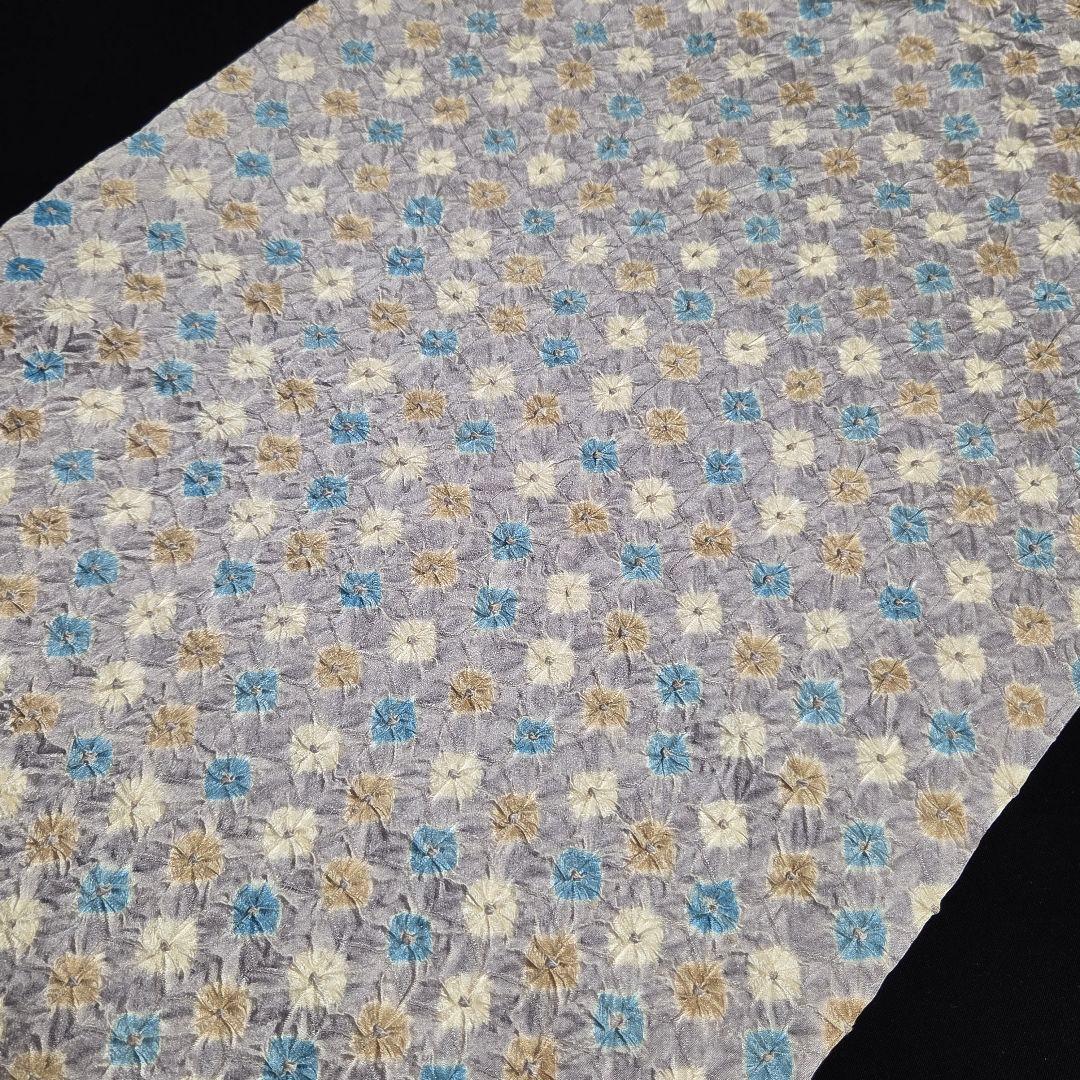 着物と帯京月花 m3805 □灰色がかった紫地に総絞り正絹名古屋帯/九寸