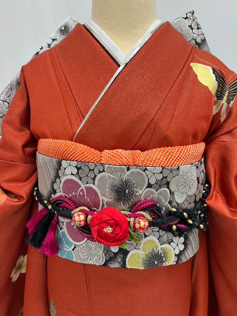 振り袖 フルセット 長襦袢付 成人式 金彩加工 ラメ入り 焼箔 長尺袋帯