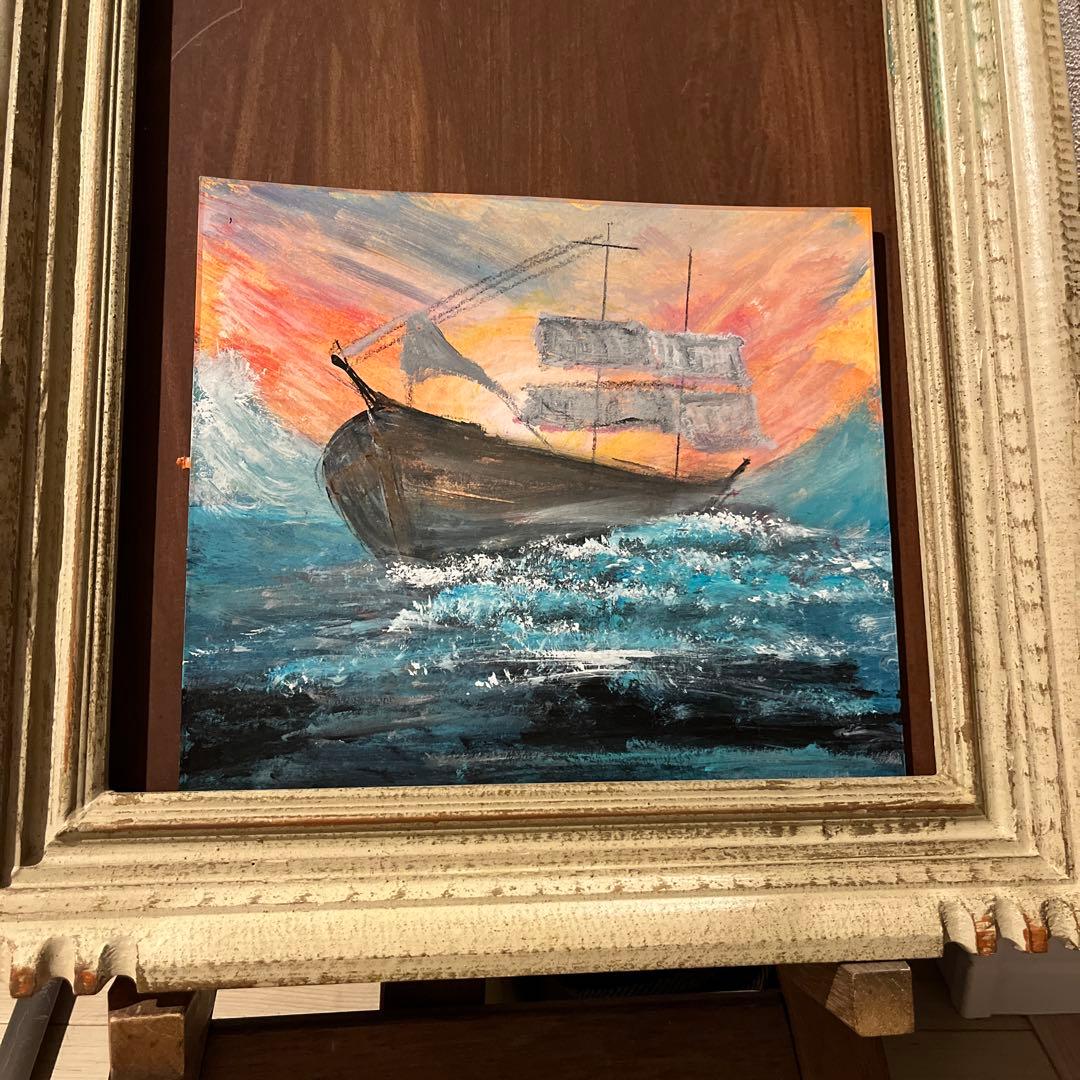 原画】溝田コトエ「シシリー」1972年 サイン 額装 風景画 ギャラリー