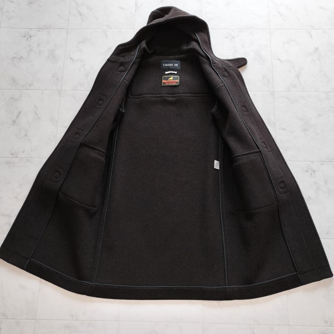 希少 moorbrook生地 ウールヘリンボーンダッフルコート ダークブラウン