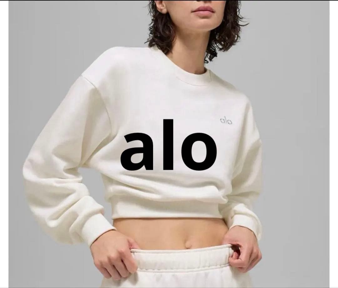 正規品】alo クロップド Accolade クルーネック アイボリー - メルカリ