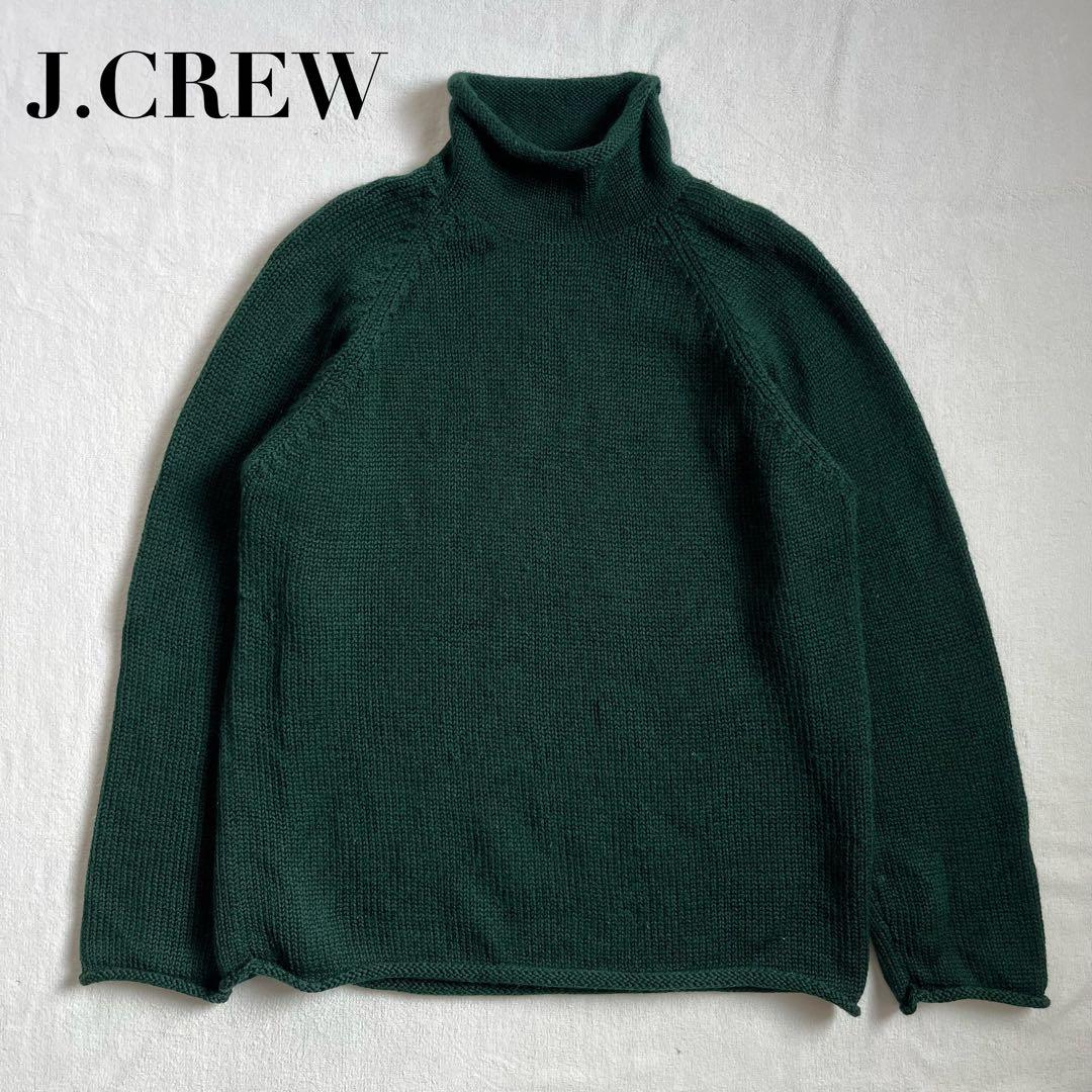 90s J.CREW ジェイクルー 巨人タグ ロールネックセーター ニット 緑