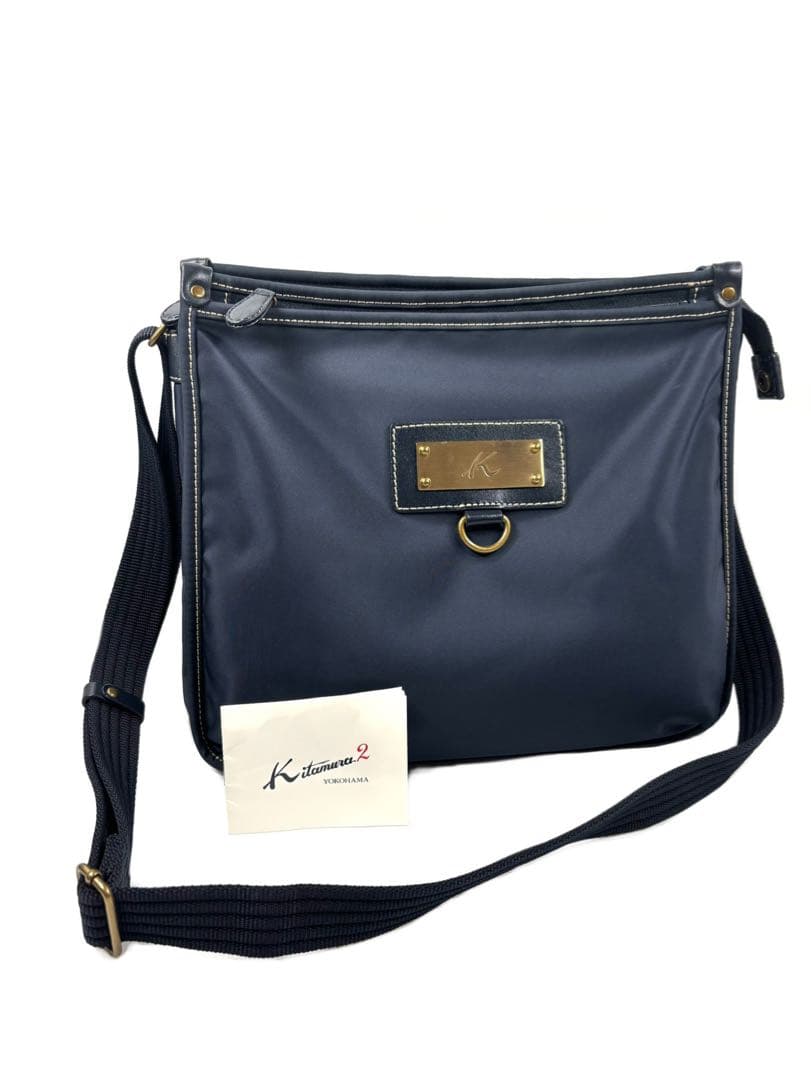 ほぼ未使用 キタムラ kitamura ナイロン ショルダーバッグ ネイビー
