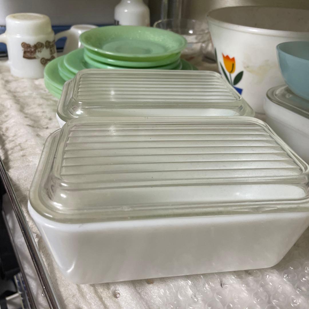 オールドパイレックス、 レフリジレーター バタープリント(M)size 2点