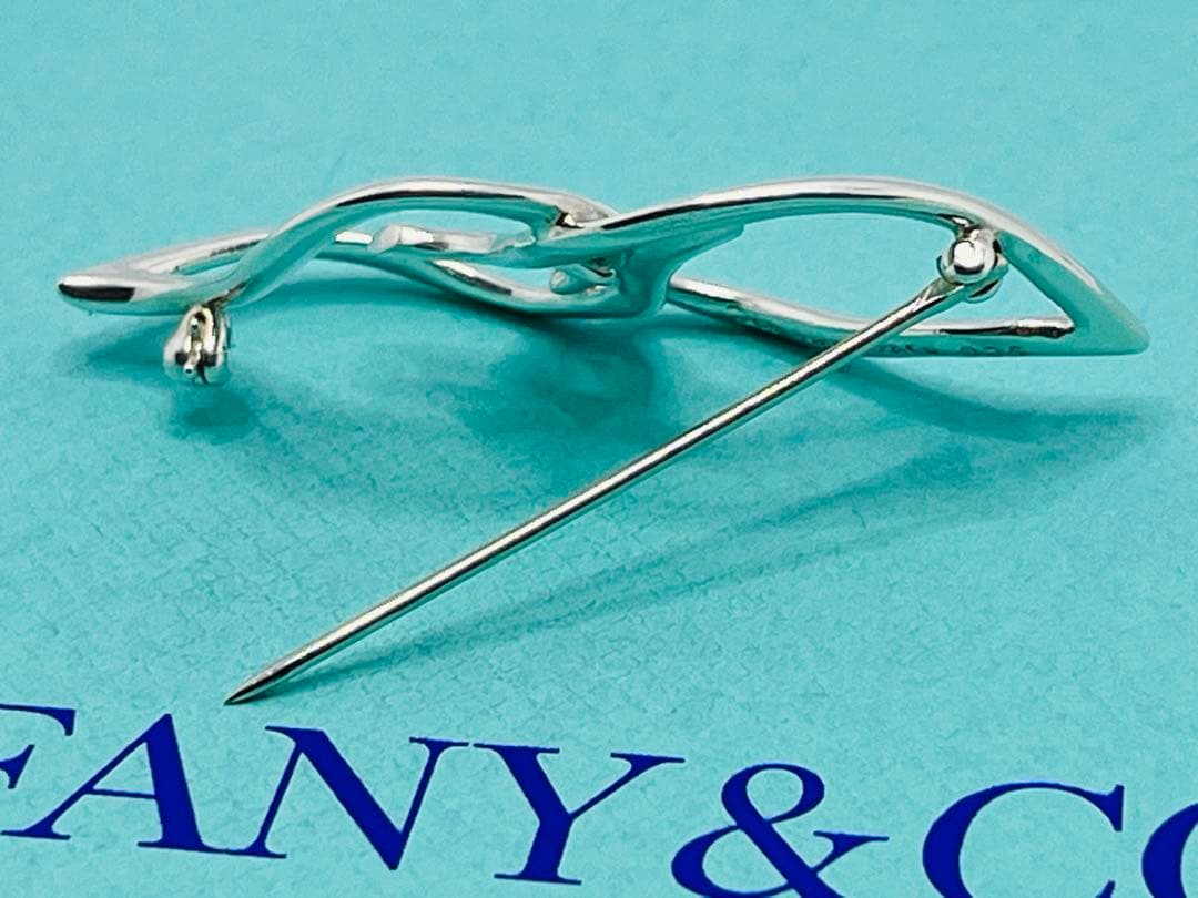 c736 美品 1987 オールド ティファニー ダブルリーフ ブローチ 925