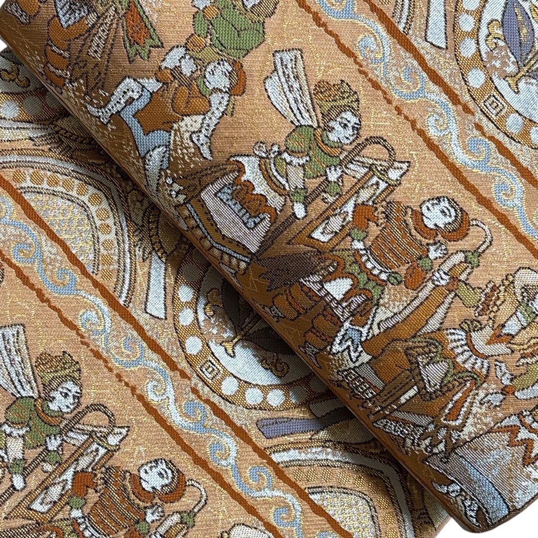 AA34袋帯 六通柄 唐織 金銀糸 エジプト調 唐草花 正絹 - メルカリ