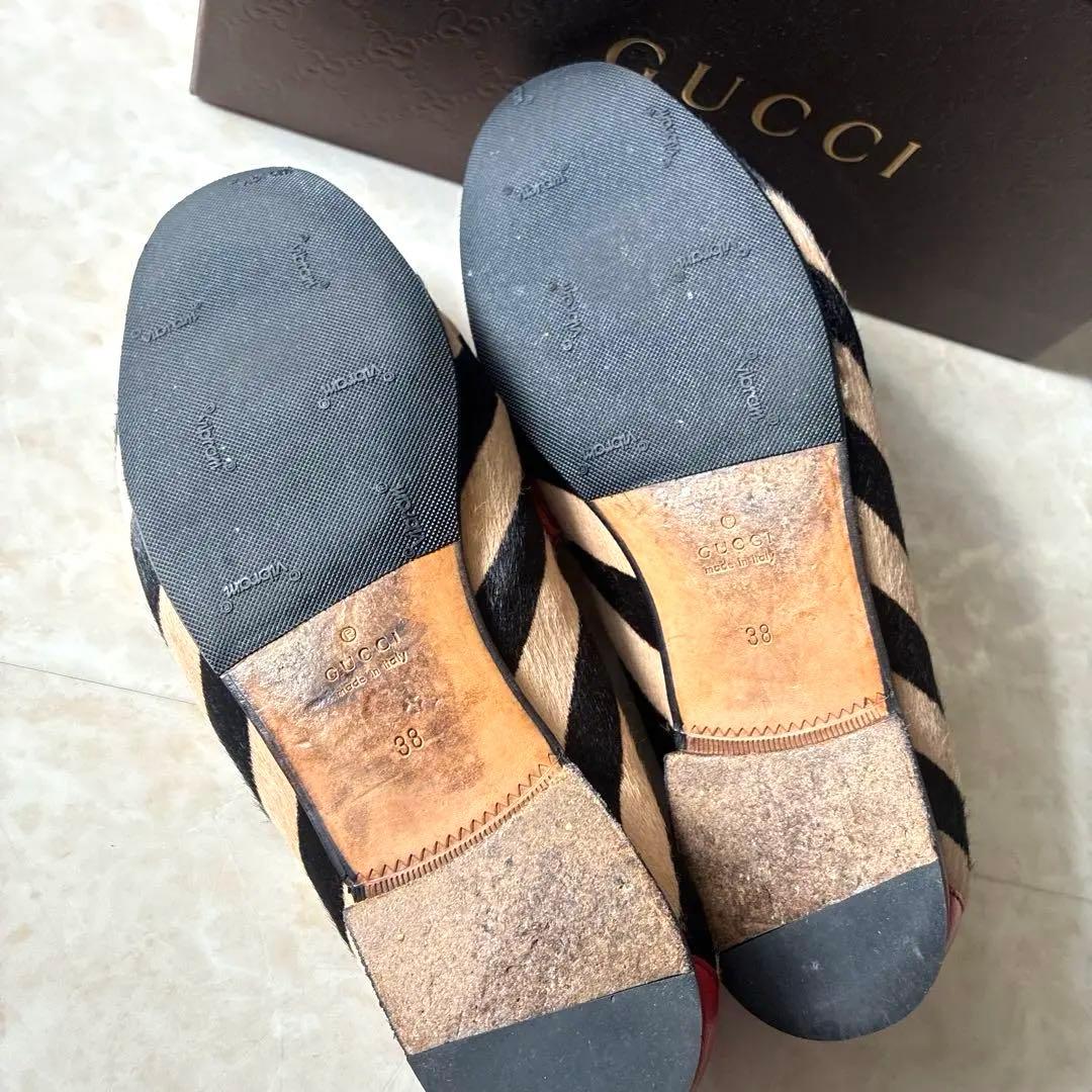 最終価格// GUCCI ハラコ ホースビットローファー 38 ゼブラ柄 正規品