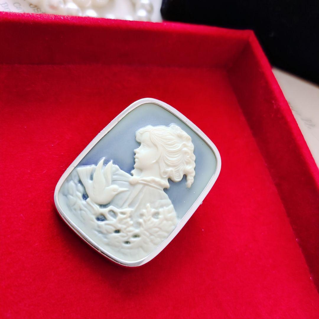 ドイツ ストーン メノウ カメオ ブローチ ペンダント CAMEO SILVER