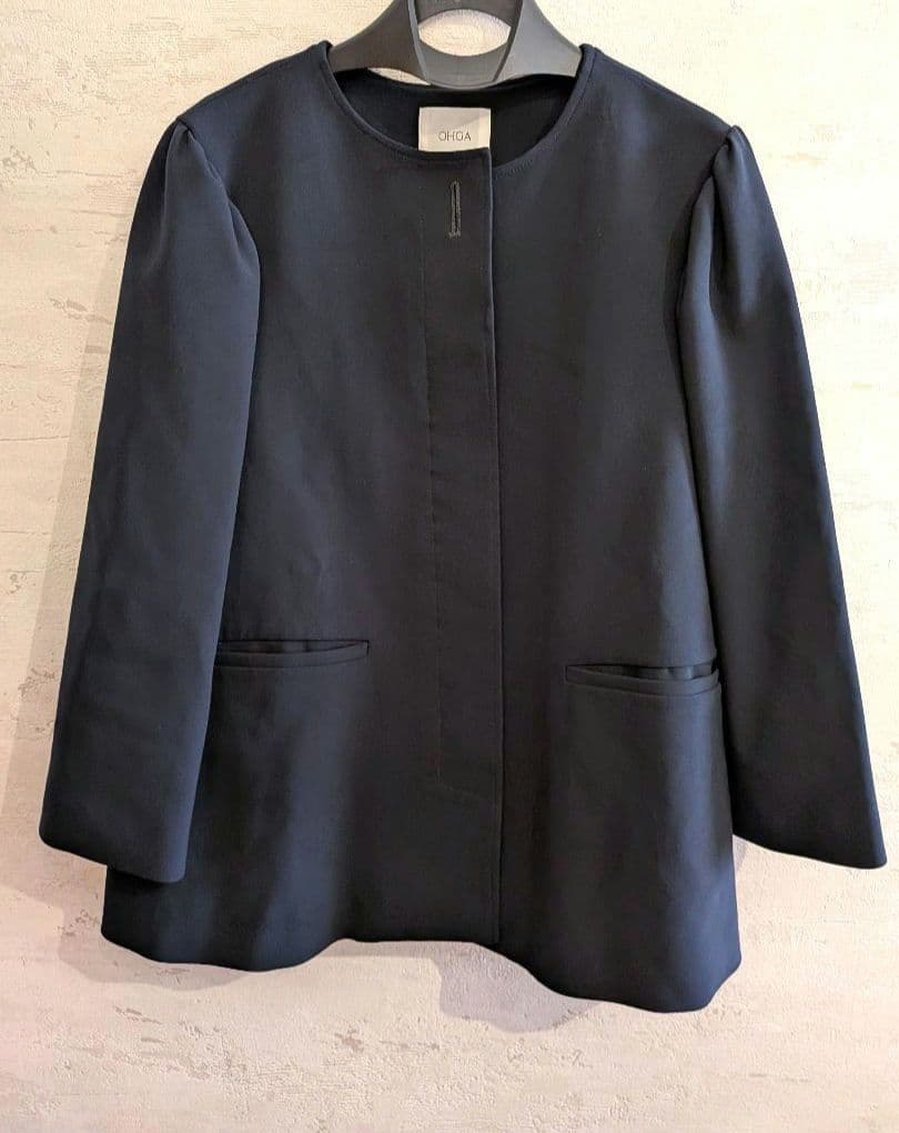 OHGA オーガ セレモニー ビジュー ノーカラージャケット フレア パフ