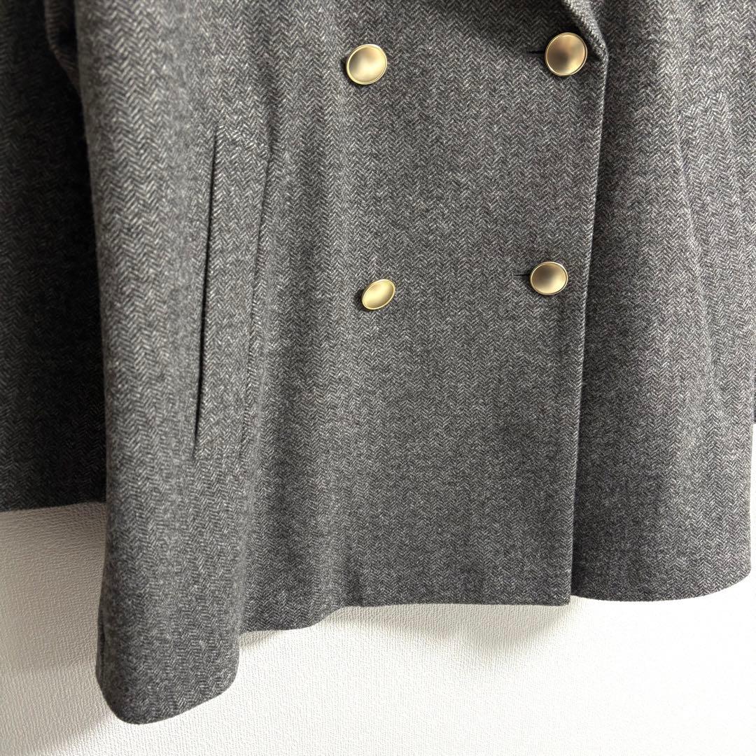 グローバルワーク✨軽やかストレッチ襟2WAYミドルコート グレーミニ