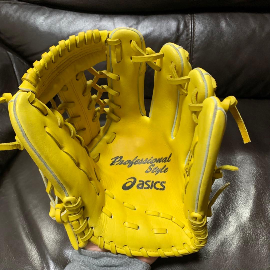 asics イエロー 軟式内野手グローブ プロフェッショナルスタイル 井口