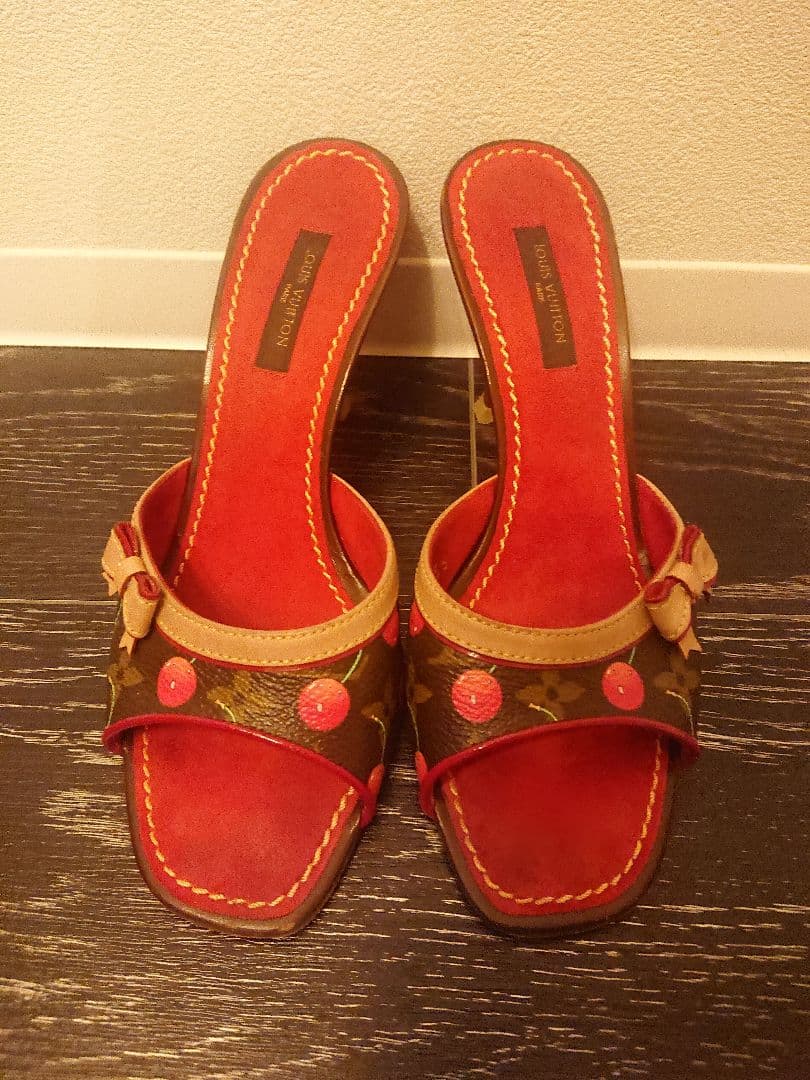 LOUIS VUITTON モノグラム 村上隆コラボ チェリー ミュールサンダル