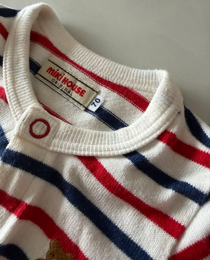 ミキハウス ストライプロンパース - メルカリ