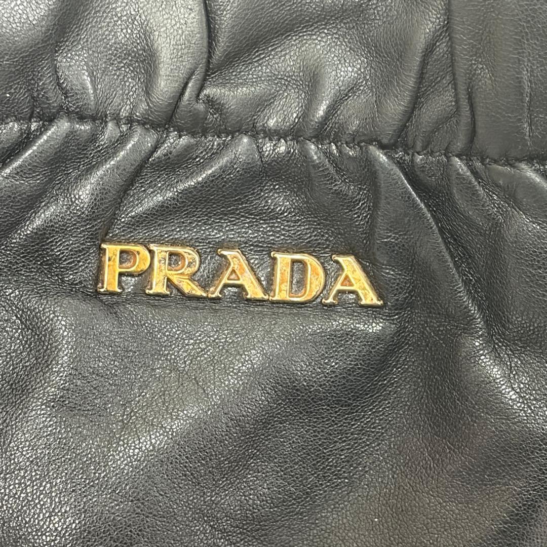 PRADA プラダ リボン 2way ハンドバッグ オールレザー ブラック 黒
