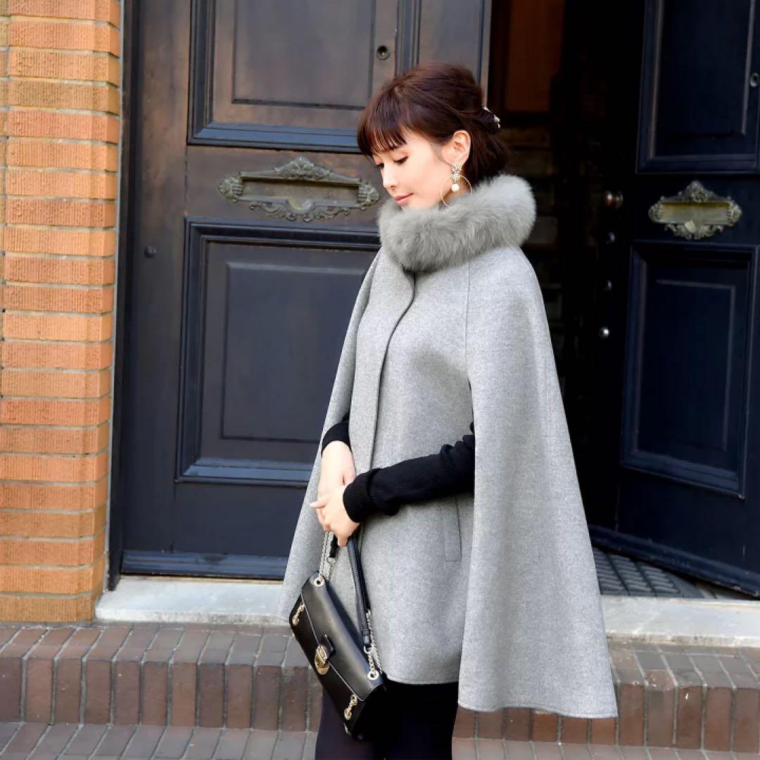 RUIRUE BOUTIQUE グレー ポンチョコート S-M RUIRUE BOUTIQUE（ルイルエブティック） レディース ポンチョ ケープ