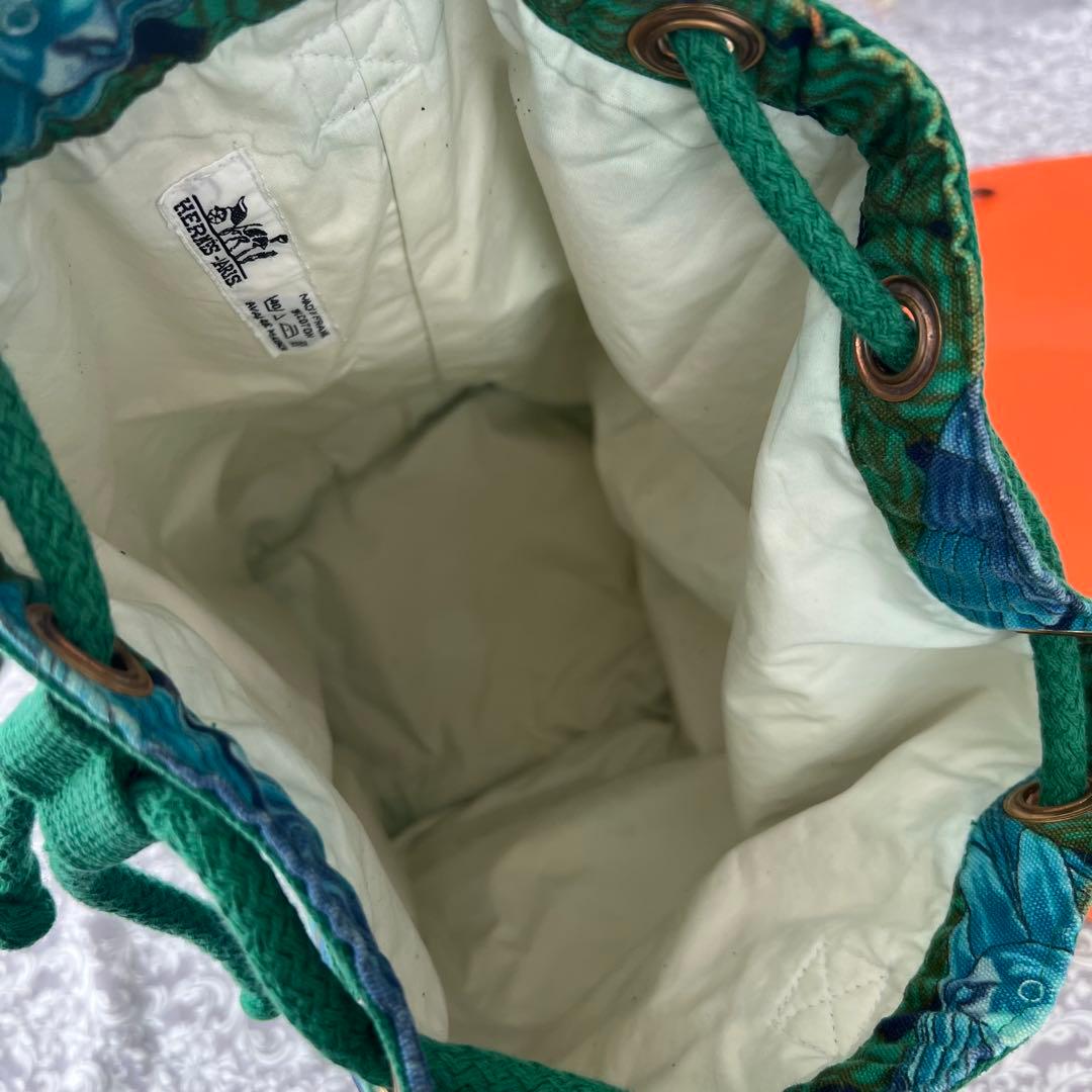 HERMES エルメス ボタニカル 巾着 バッグ ショルダー リゾート 花柄