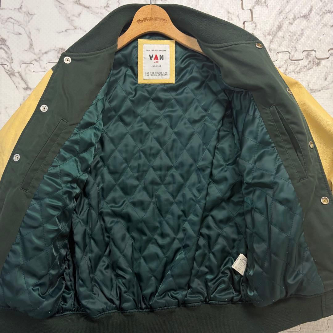 希少✨VAN JACKET スタジャン 緑 アーチロゴ ワッペン グリーン - メルカリ
