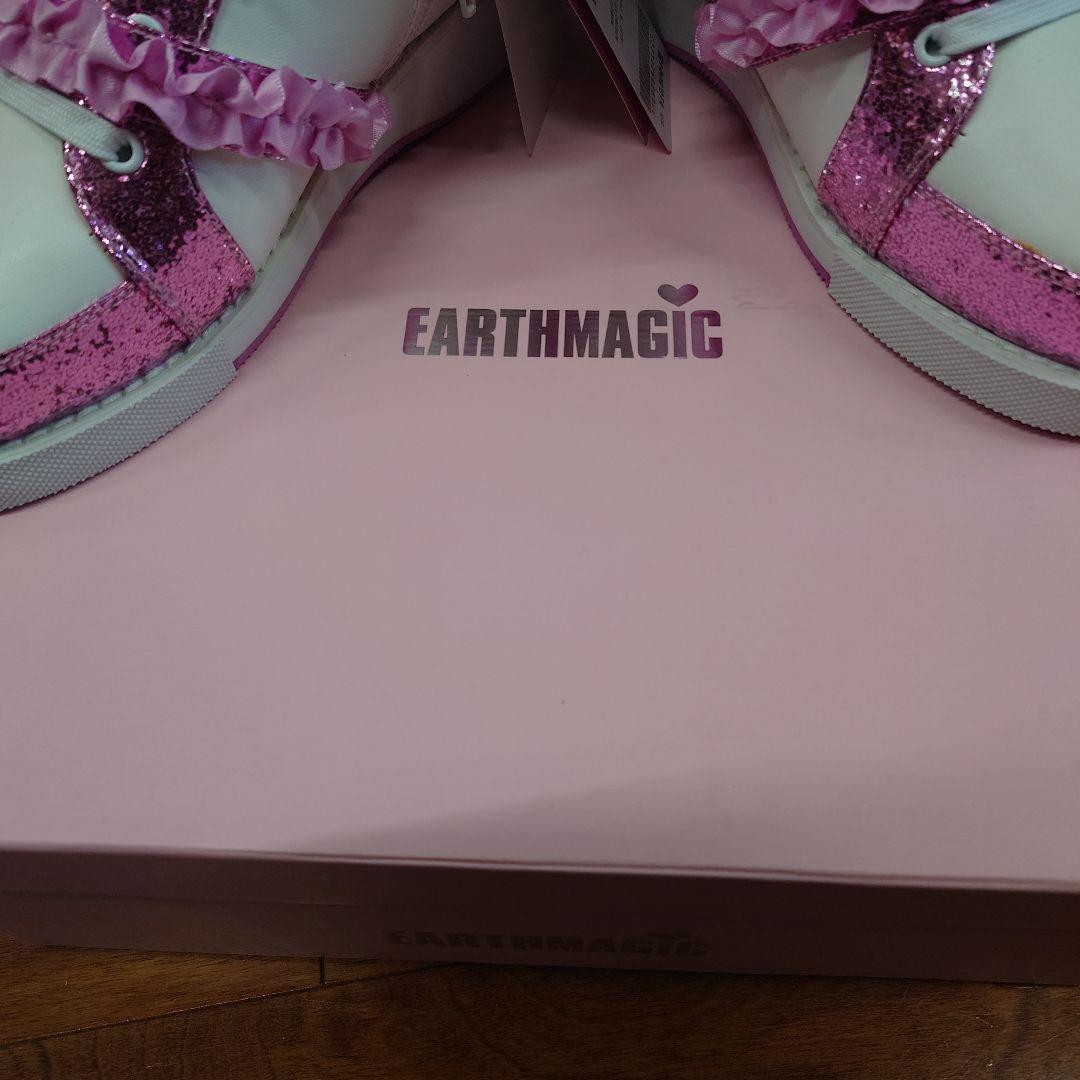 アースマジック ピンク リボン付き ハイカットスニーカー新品 23センチ