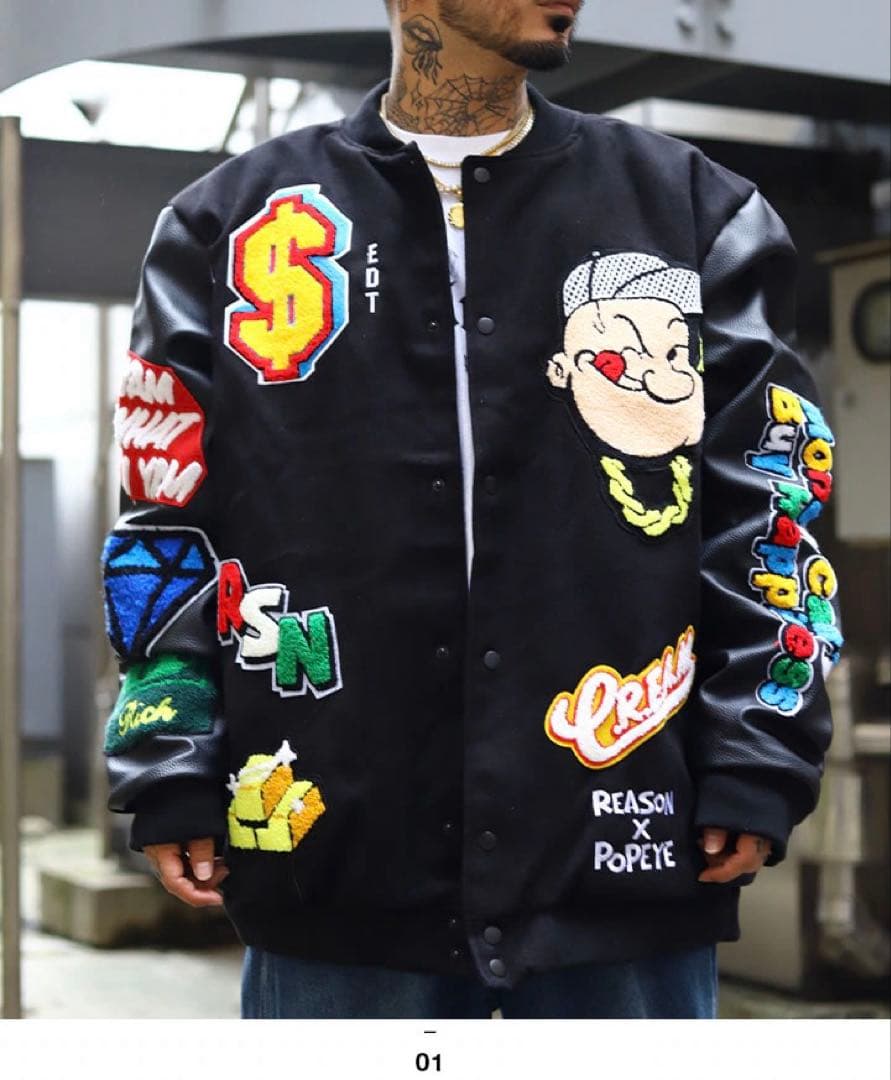 ✨希少✨REASON BRAND × POPEYE ポパイコラボ スタジャン M - メルカリ