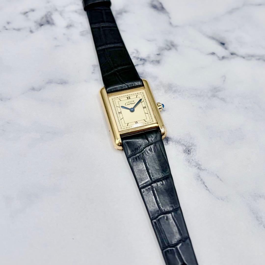 OH済／極美】カルティエ マストタンク SM ヴェルメイユ 最高級クロコダイル