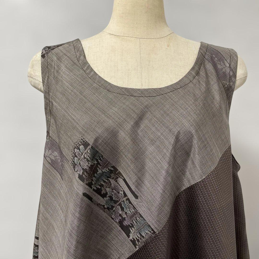 着物ワンピーステントラインロング丈《16》大島紬(龍郷柄7＆9マルキ)L〜L L