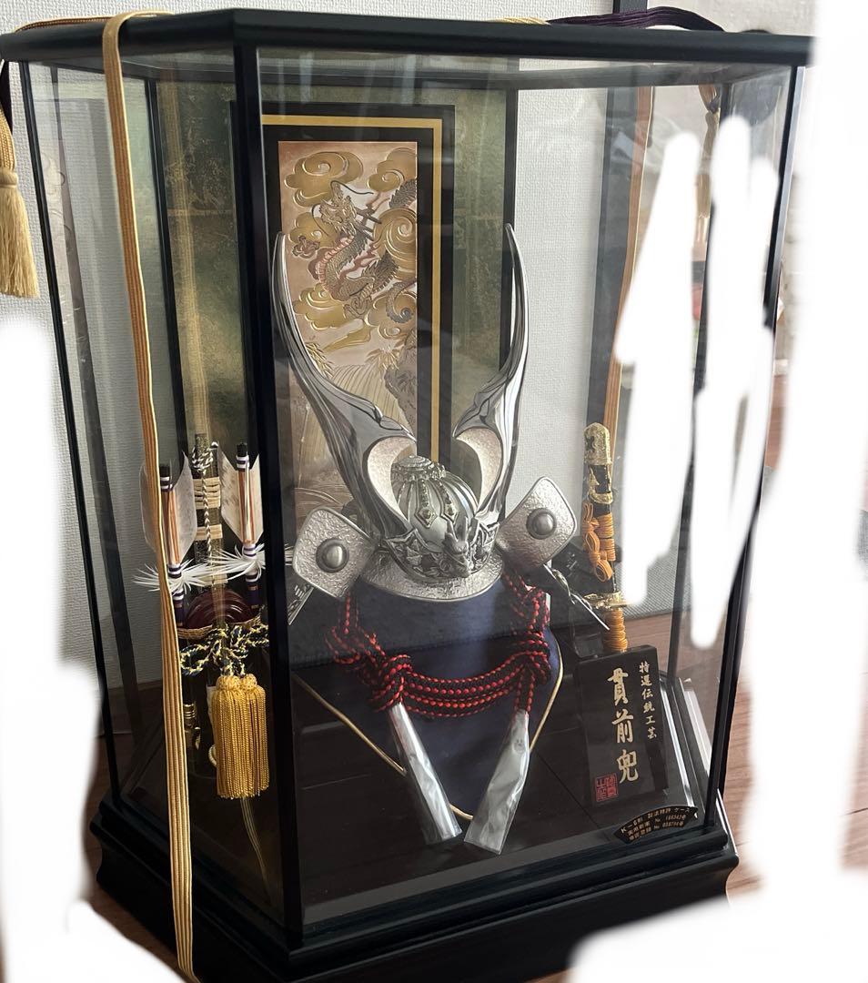 最安値【状態良好・美品】兜　貫前兜　男児　こどもの日　置き物　龍 兜 兜飾り 五月人形 コンパクト 陶器 おしゃれ 置物 オブジェ こどもの