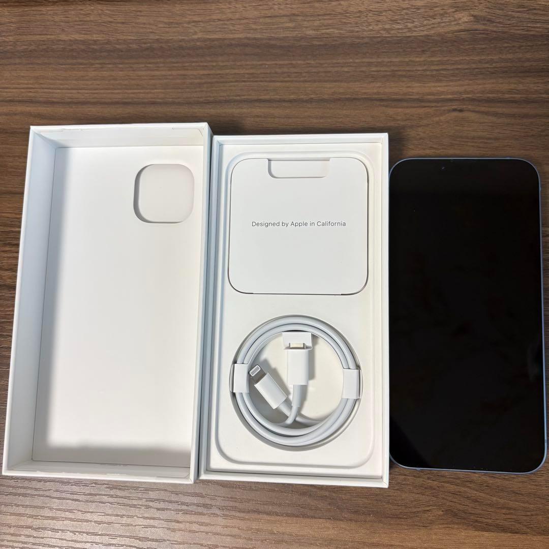 iPhone 14 256GB ブルー SIMフリー 箱付き 充電ケーブル
