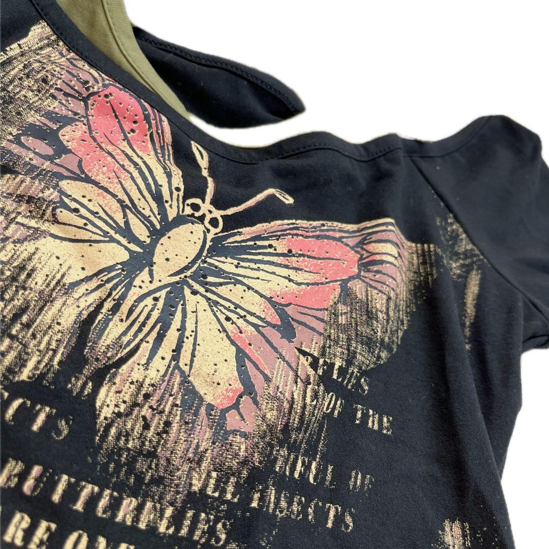 y2k 00s 90s 平成ギャル グランジ 姫ギャル 蝶々プリントTシャツ