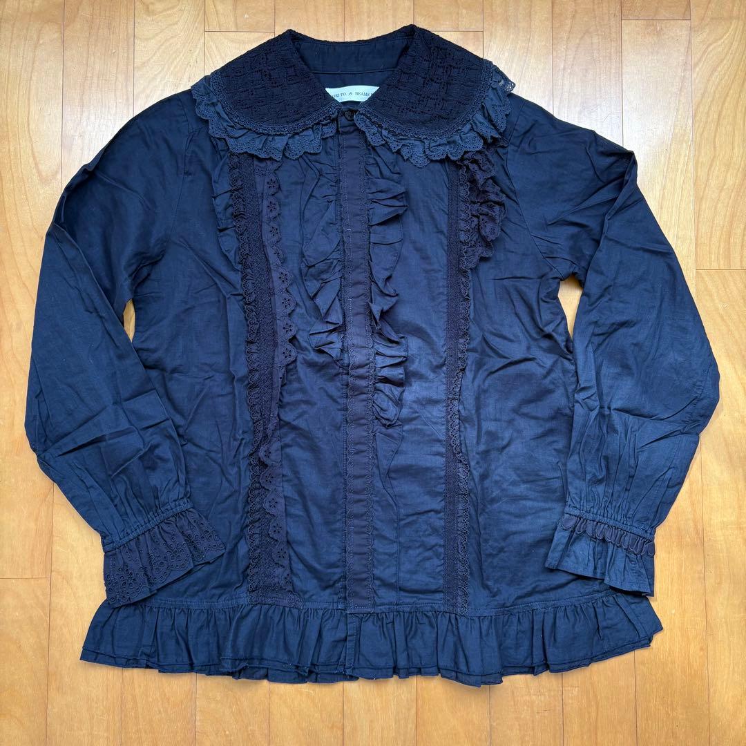 Tori-to beams boy フリルブラウス ネイビー M - メルカリ